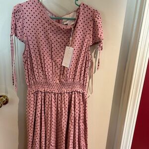 COPY - Gal meets Glam pink polka dot midi dress